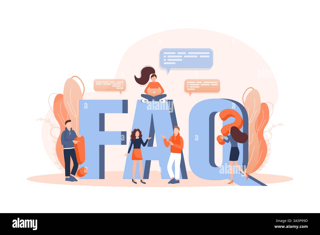 Frequently asked questions page template. Vector web banner. Customer service. Flat isometric vector illustration. Customer support. Abstract Stock Vector