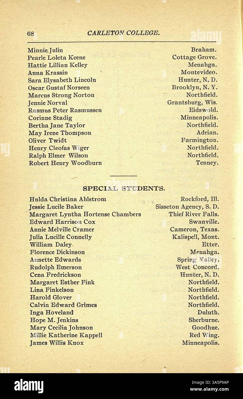 Carleton colleges 1899 1900 catalog features academic courses hires