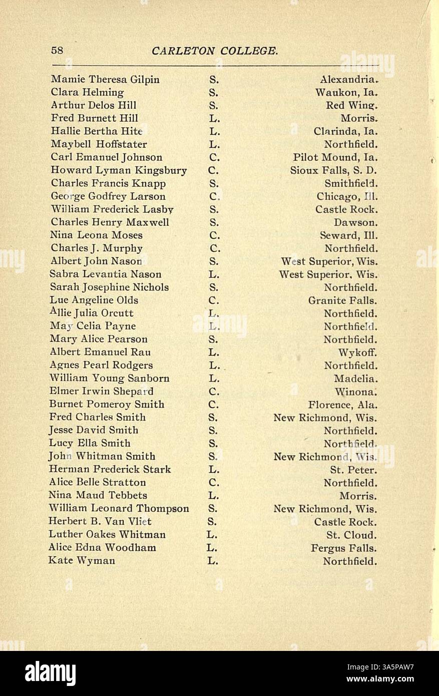 The 1896 1897 carleton college catalog includes comprehensive in hires