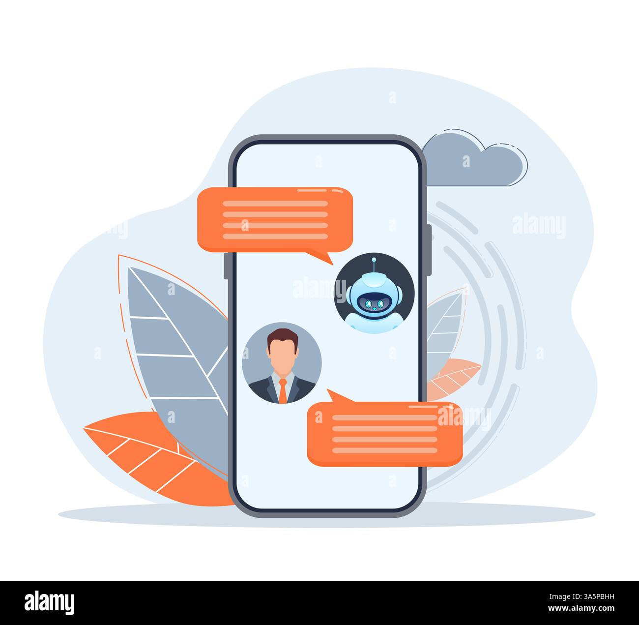 Flat chat bot for web design. Flat isometric vector illustration. Artificial intelligence Stock Vector