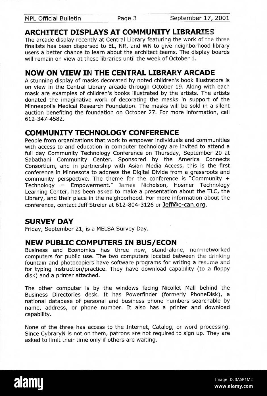 The Minneapolis Public Library Official Bulletin 2001 provides ...