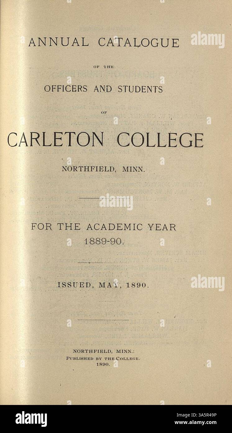 The 1889 1890 carleton college academic catalog features a compr hires