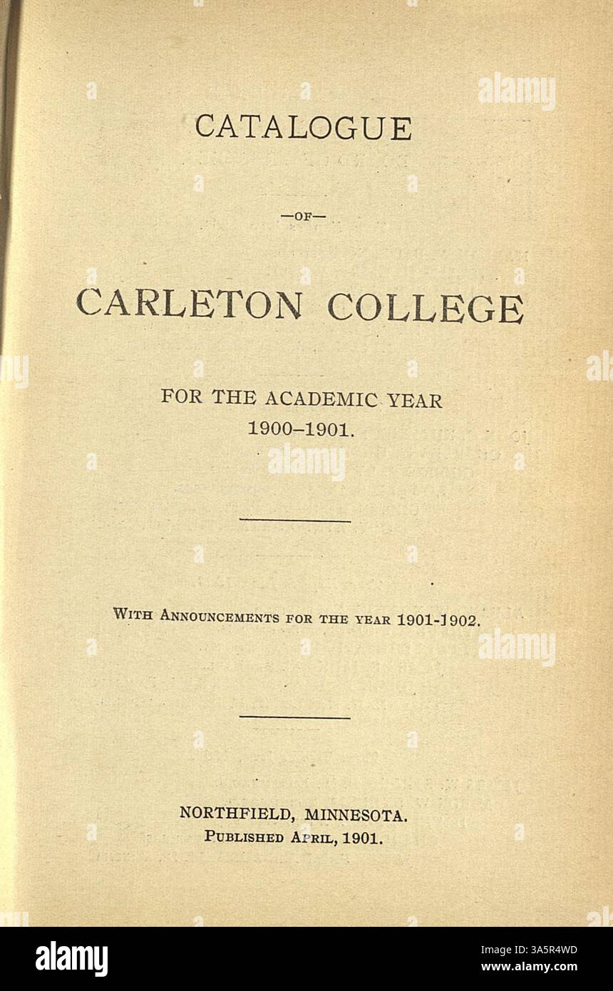 The carleton college academic catalog for 1900 1901 includes det hires