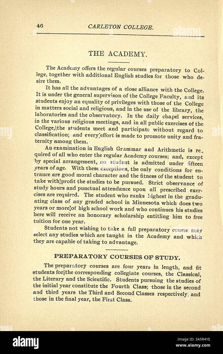 Carleton College’s catalog from 19001901 details a broad range of