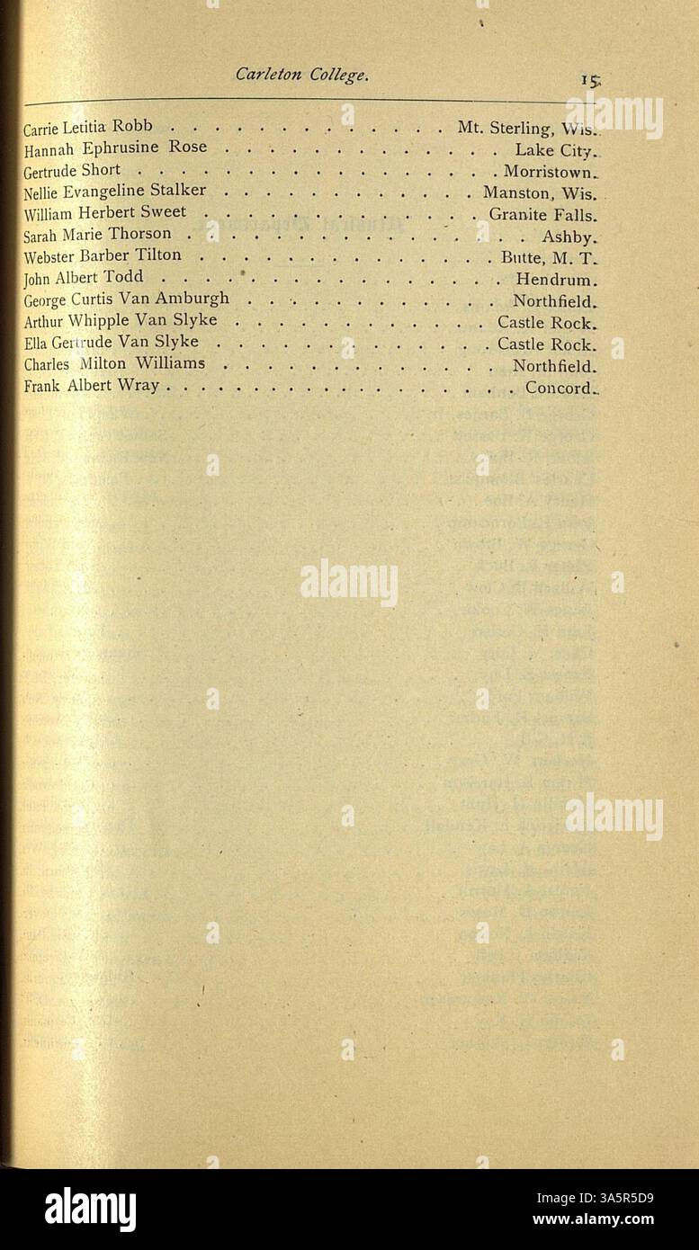 Carleton College's 18861887 catalog offers a detailed listing of