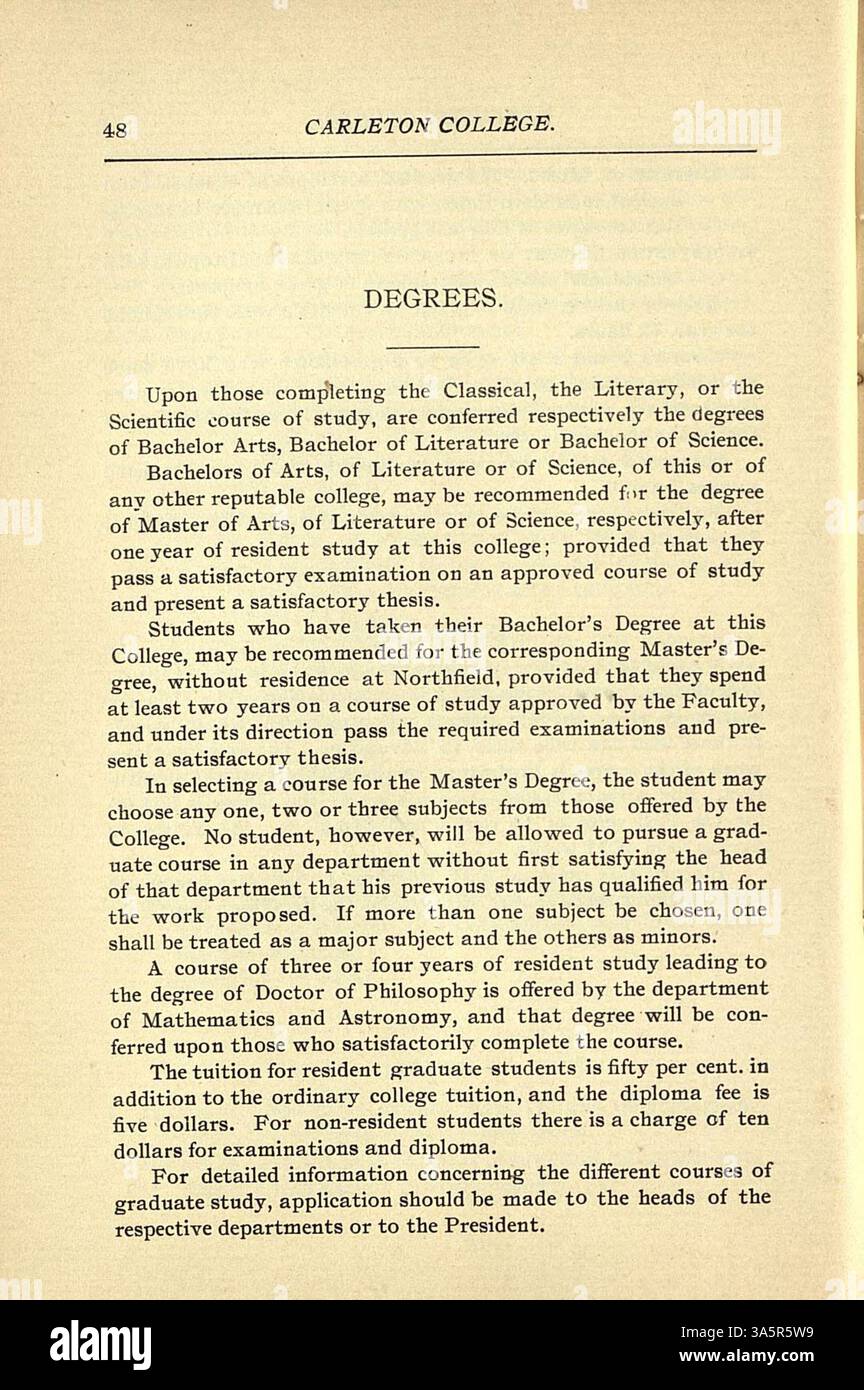 The 18981899 Carleton College catalog provides information on academic