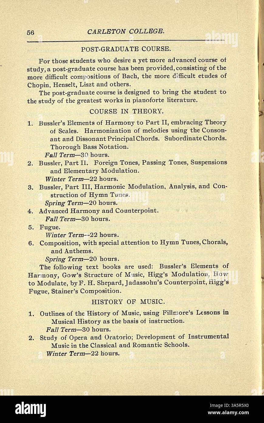 The 1898 1899 carleton college catalog provides details on cours hires