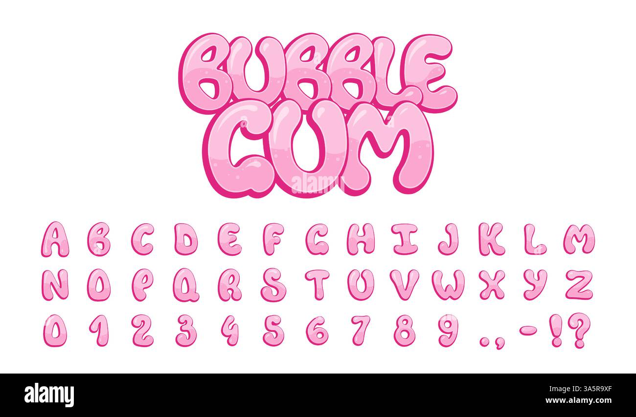 Bubble gum alphabet and numbers, vector illustration design Stock Vector