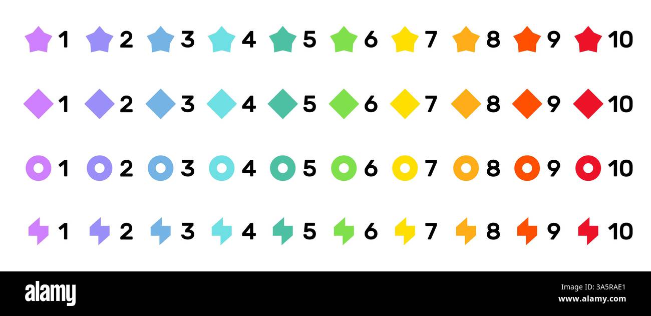 Bright colorful number bullet points collection. Stock Vector