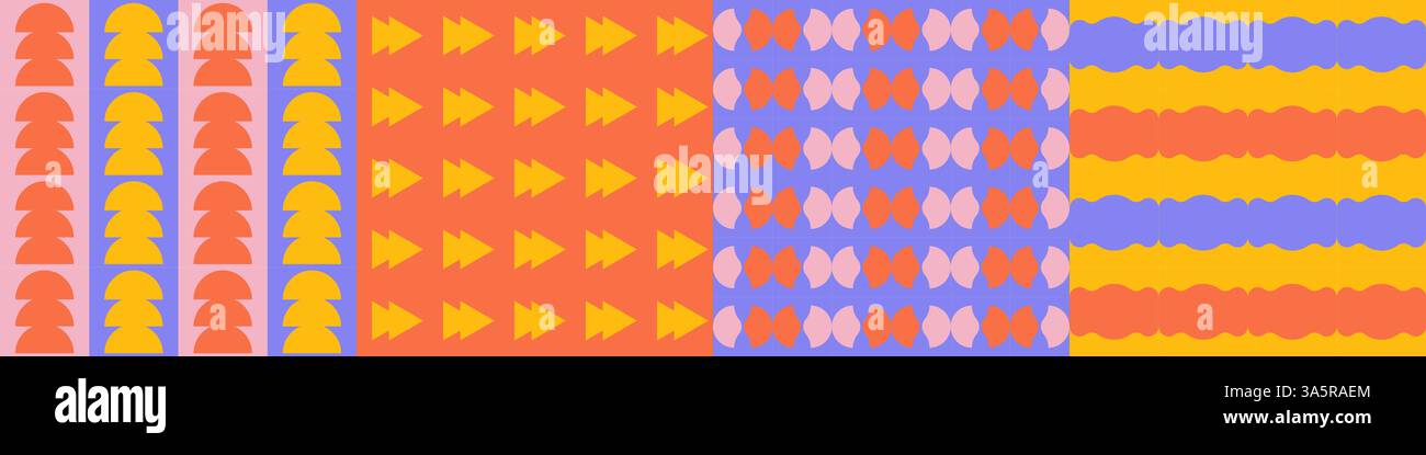 Seamless geometric pattern collection. Stock Vector