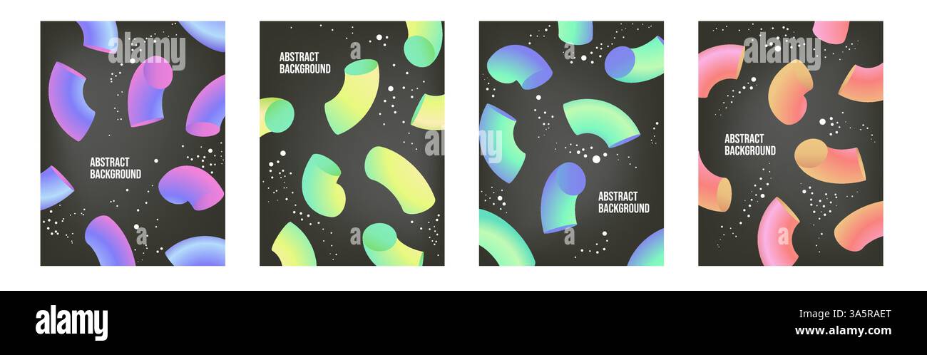 Trendy cover set. Abstract 3d fluid shapes Stock Vector