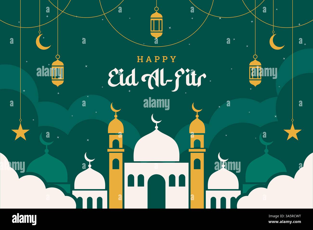 Eid al fitr flat design background Stock Vector