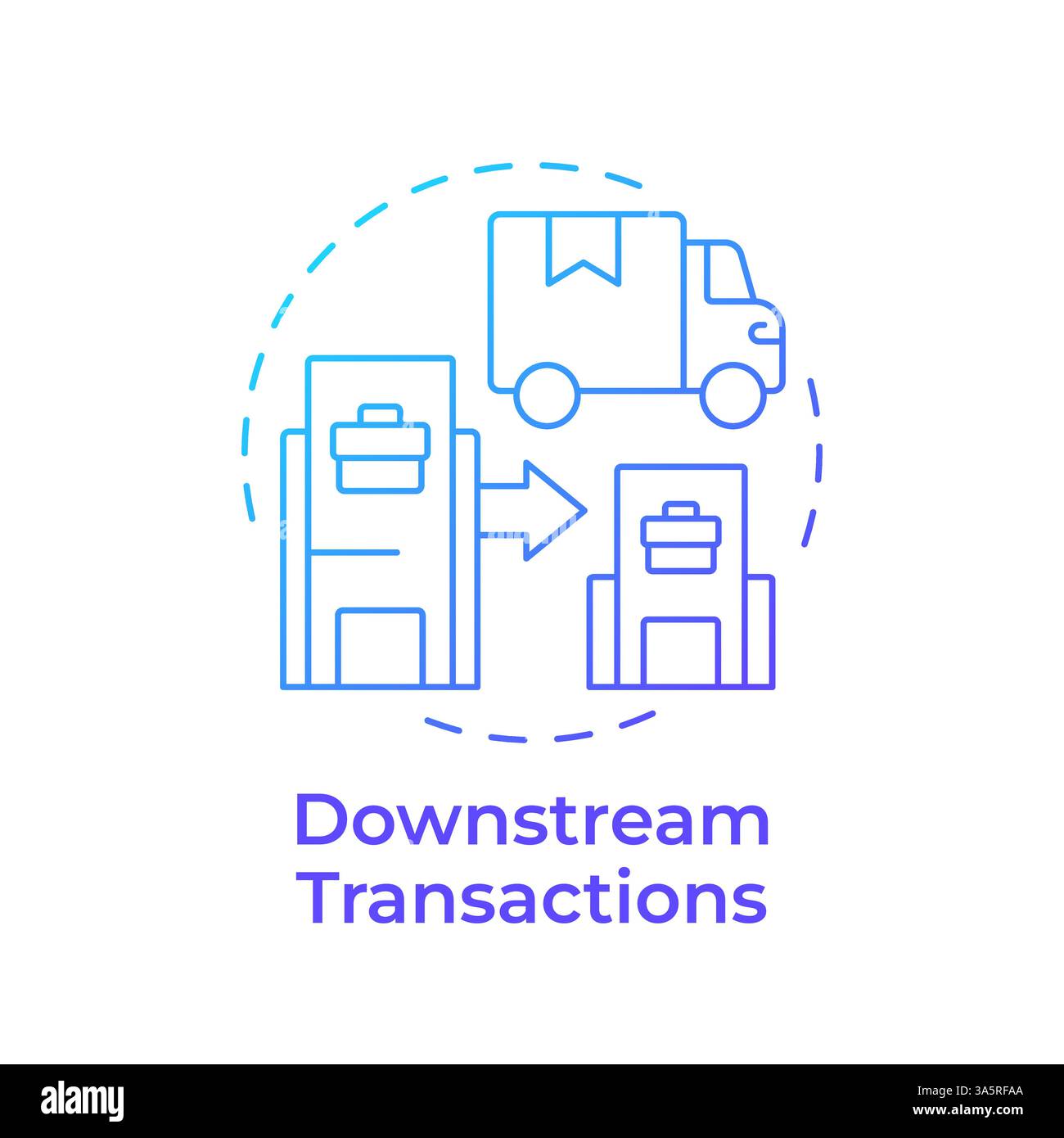 Downstream transactions blue gradient concept icon Stock Vector