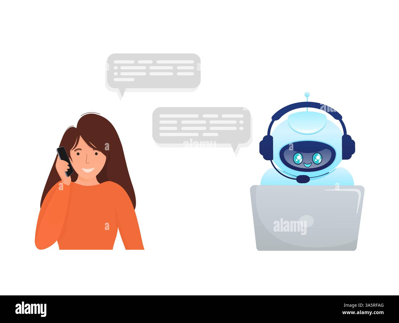 Flat chat bot for web design. Flat isometric vector illustration. Artificial intelligence Stock Vector