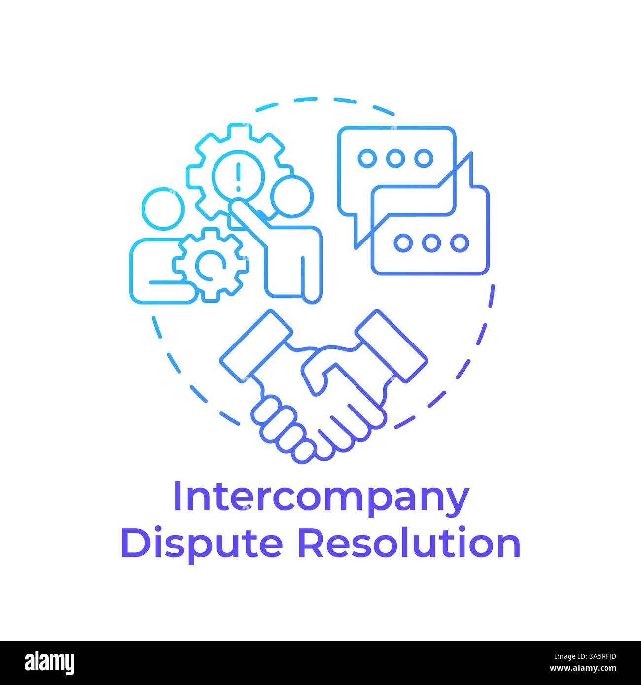 Intercompany dispute resolution blue gradient concept icon Stock Vector