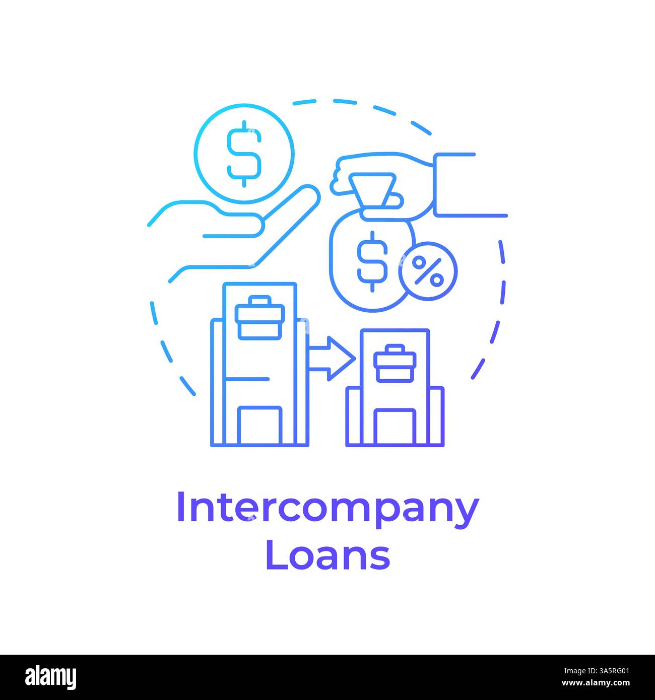 Intercompany loans blue gradient concept icon Stock Vector