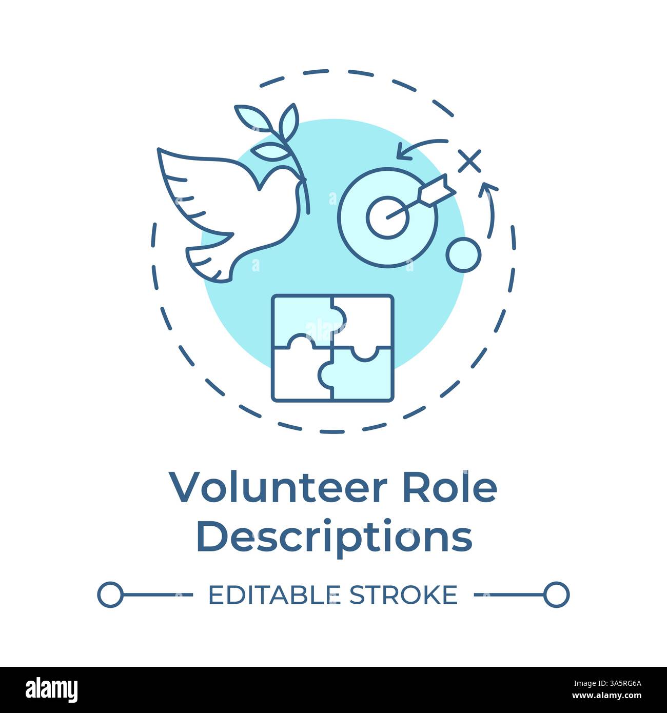 Volunteer reporting soft blue concept icon Stock Vector