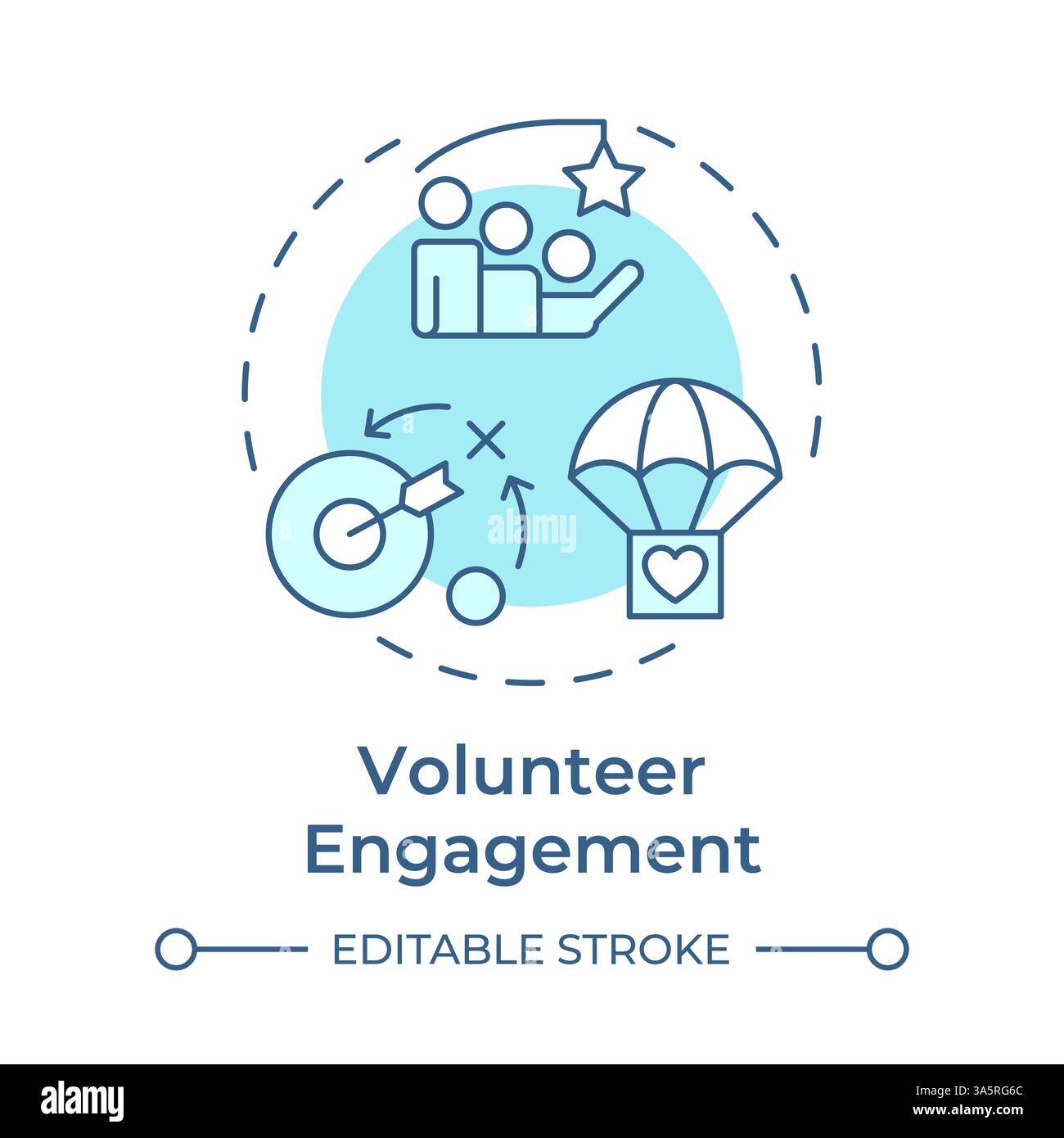 Volunteer engagement soft blue concept icon Stock Vector