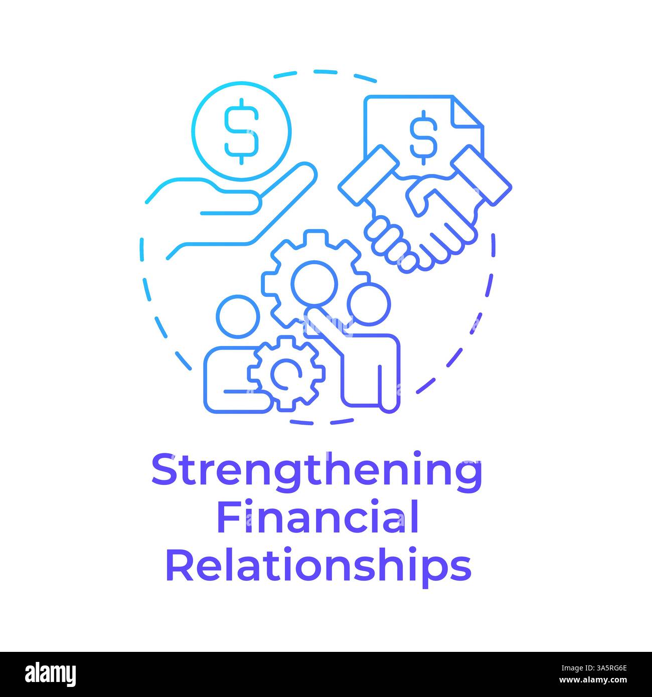 Strengthening financial relationships blue gradient concept icon Stock Vector