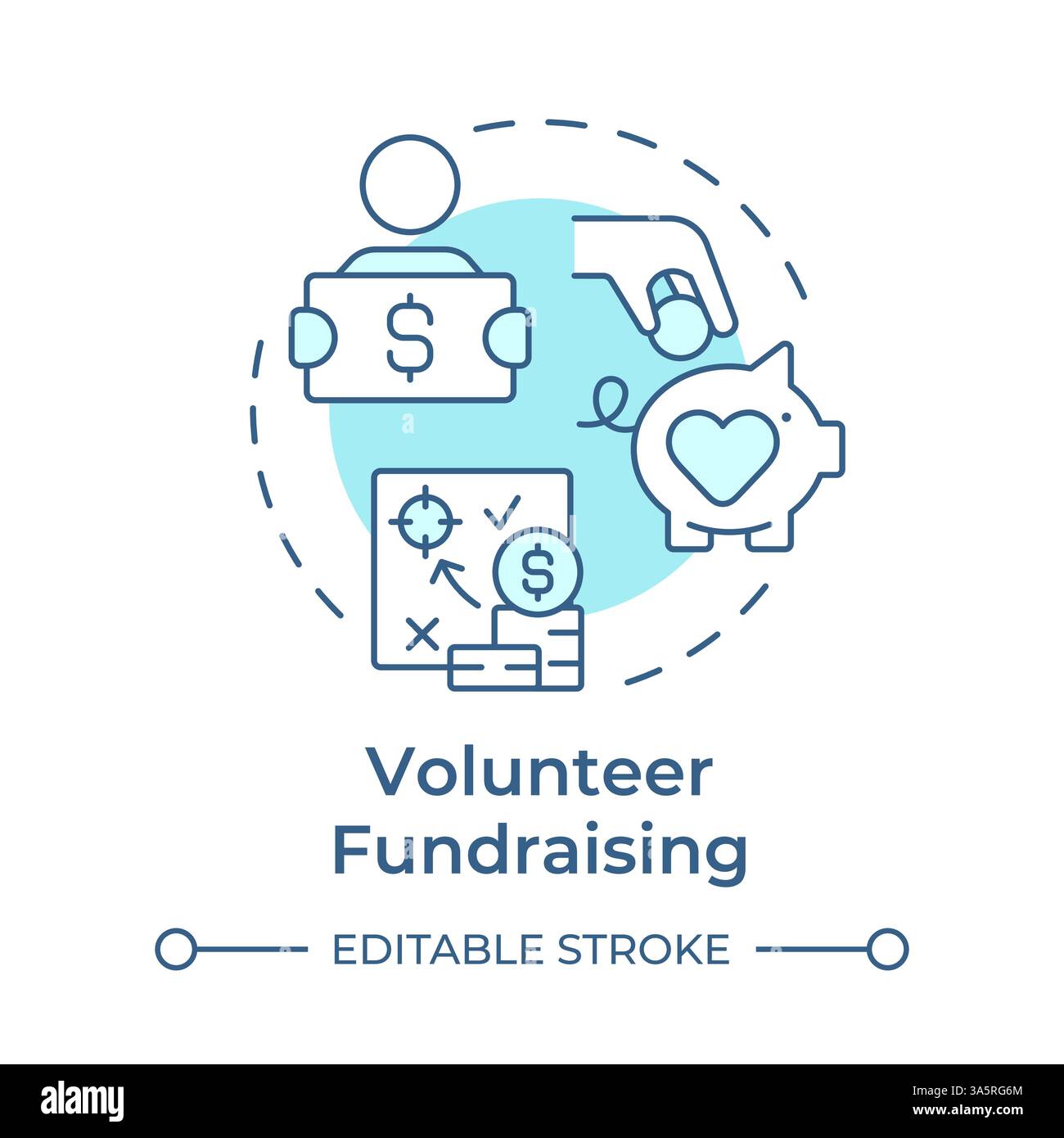 Volunteer fundraising soft blue concept icon Stock Vector