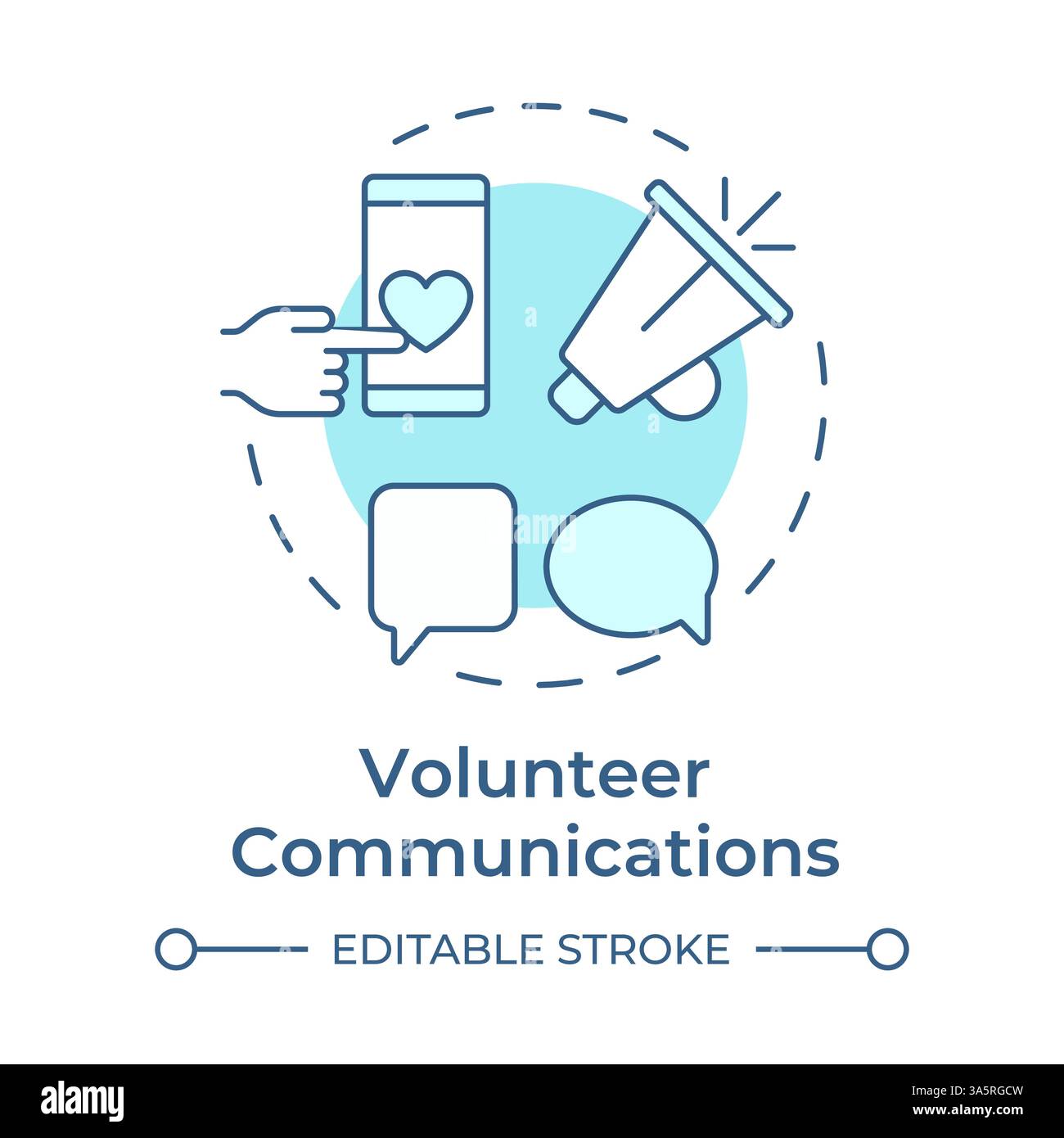 Volunteer communications soft blue concept icon Stock Vector