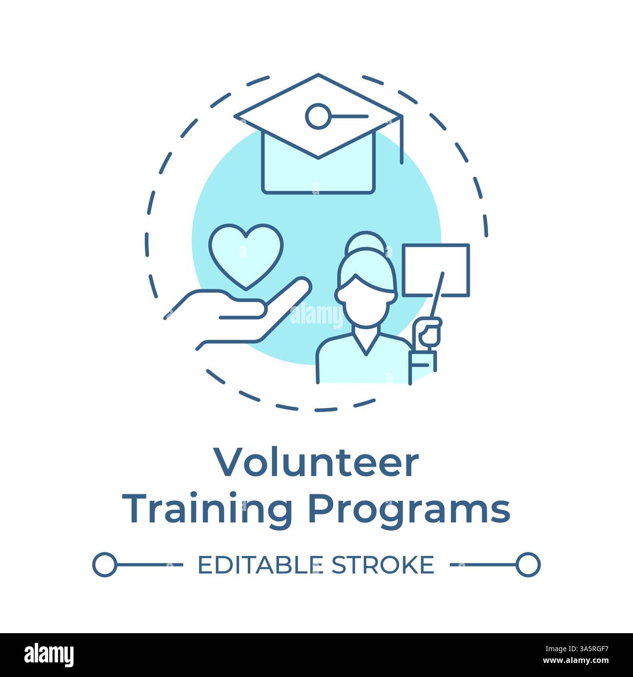 Volunteer training programs soft blue concept icon Stock Vector