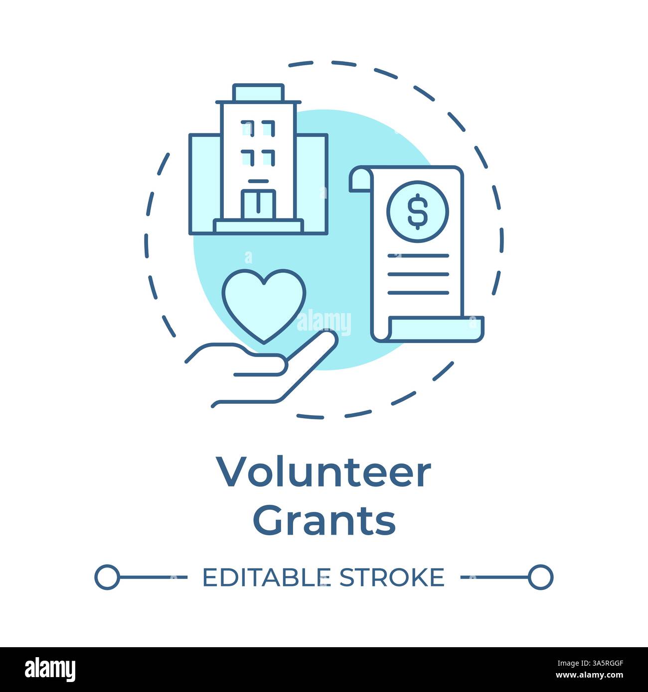 Volunteer grants soft blue concept icon Stock Vector
