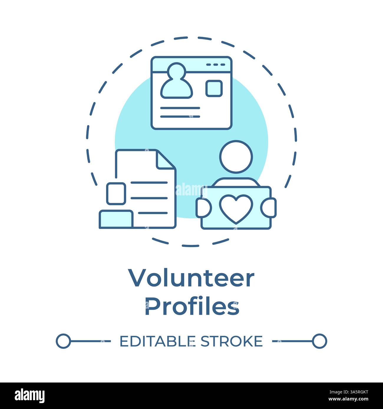 Volunteer profiles soft blue concept icon Stock Vector