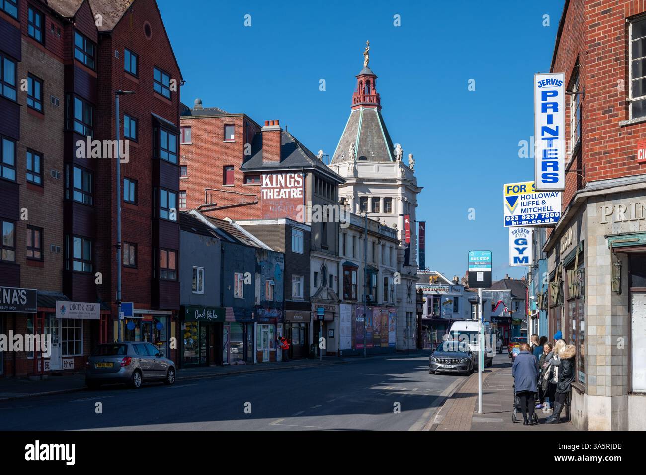 Albert road shops and the exterior of the Kings Theatre in Portsmouth ...
