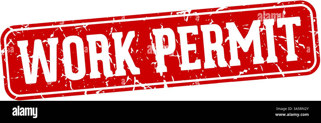 work permit stamp. work permit rectangular sign isolated on transparent background Stock Vector
