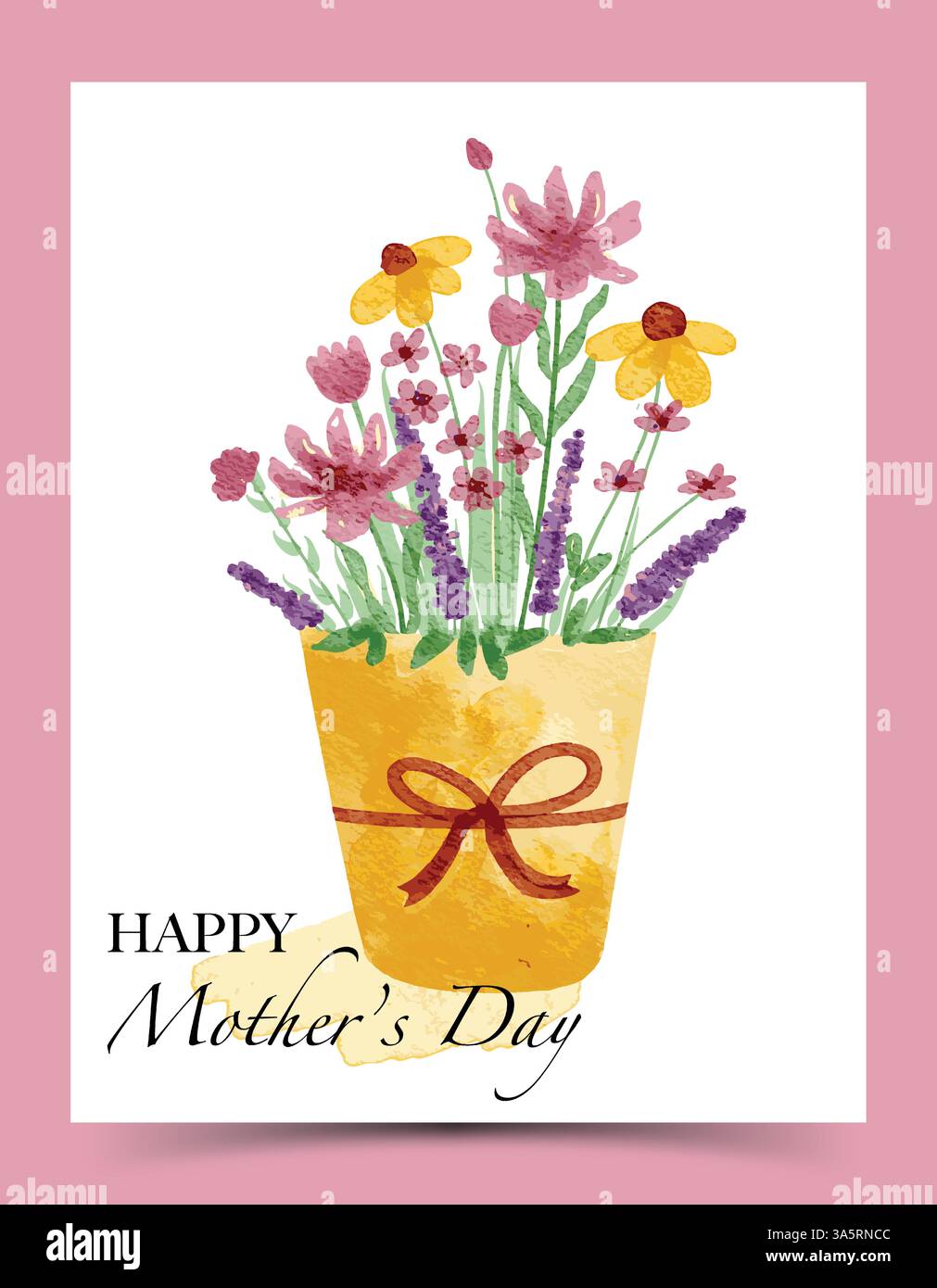 Watercolor Floral Bouquet Mother's Day Card Stock Vector Image & Art ...