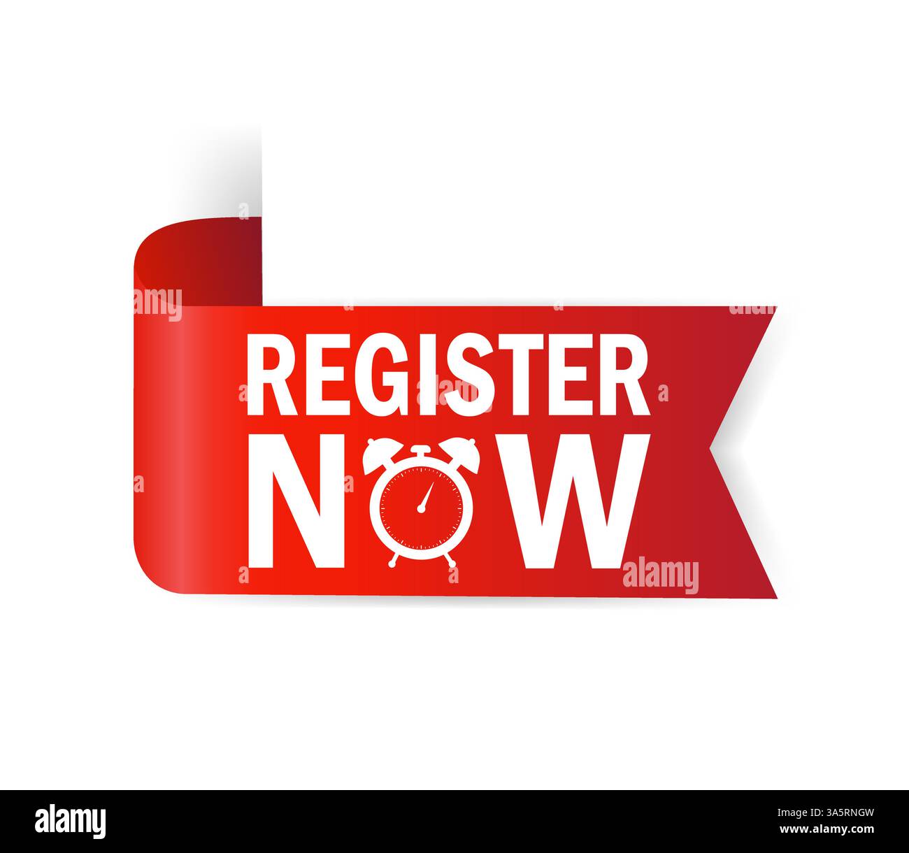 Register now for banner design. Ribbon banner. Modern promotion ...