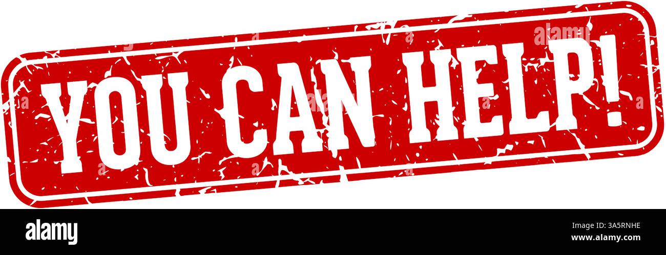 you can help stamp. you can help rectangular sign isolated on transparent background Stock Vector