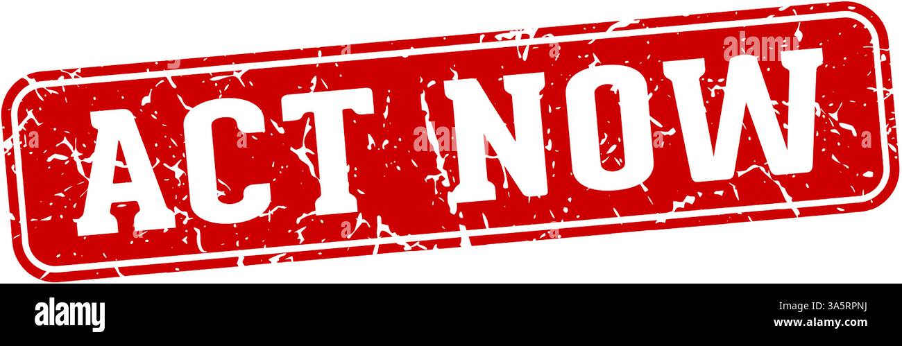 act now stamp. act now rectangular sign isolated on transparent background Stock Vector