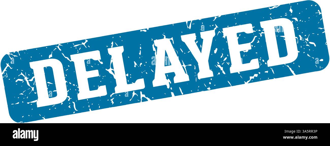 delayed stamp. delayed rectangular sign isolated on transparent background Stock Vector