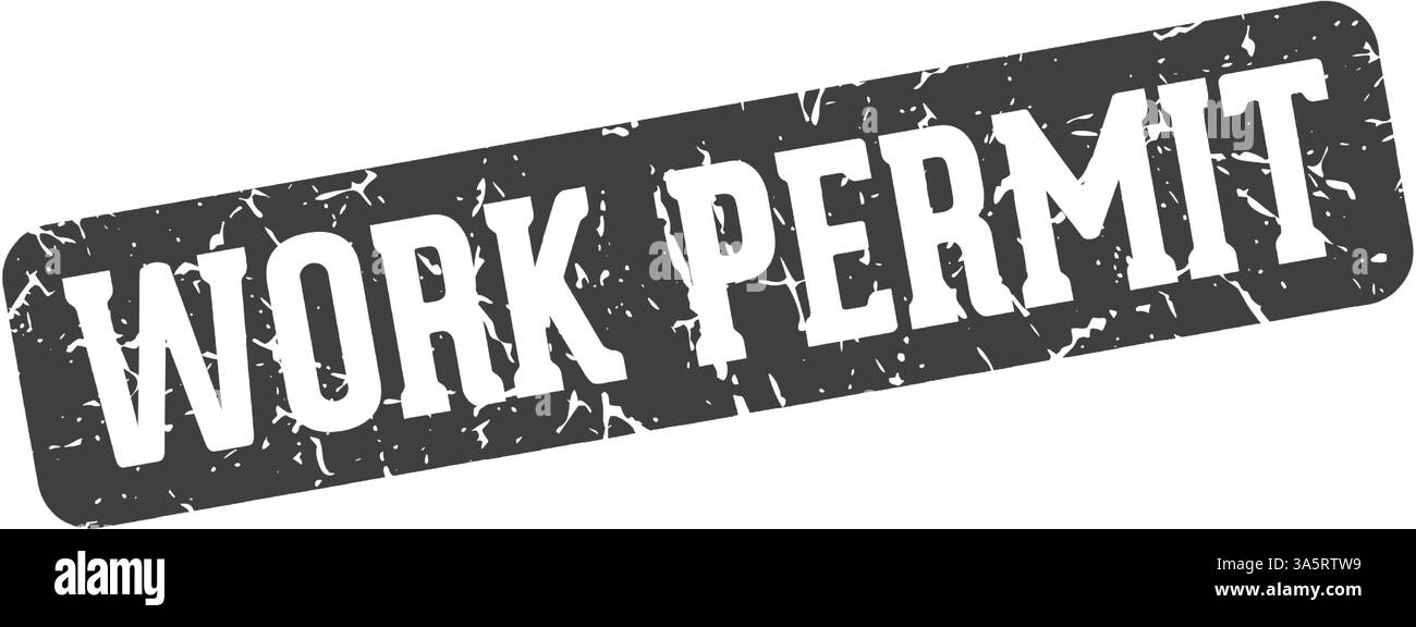 work permit stamp. work permit rectangular sign isolated on transparent background Stock Vector