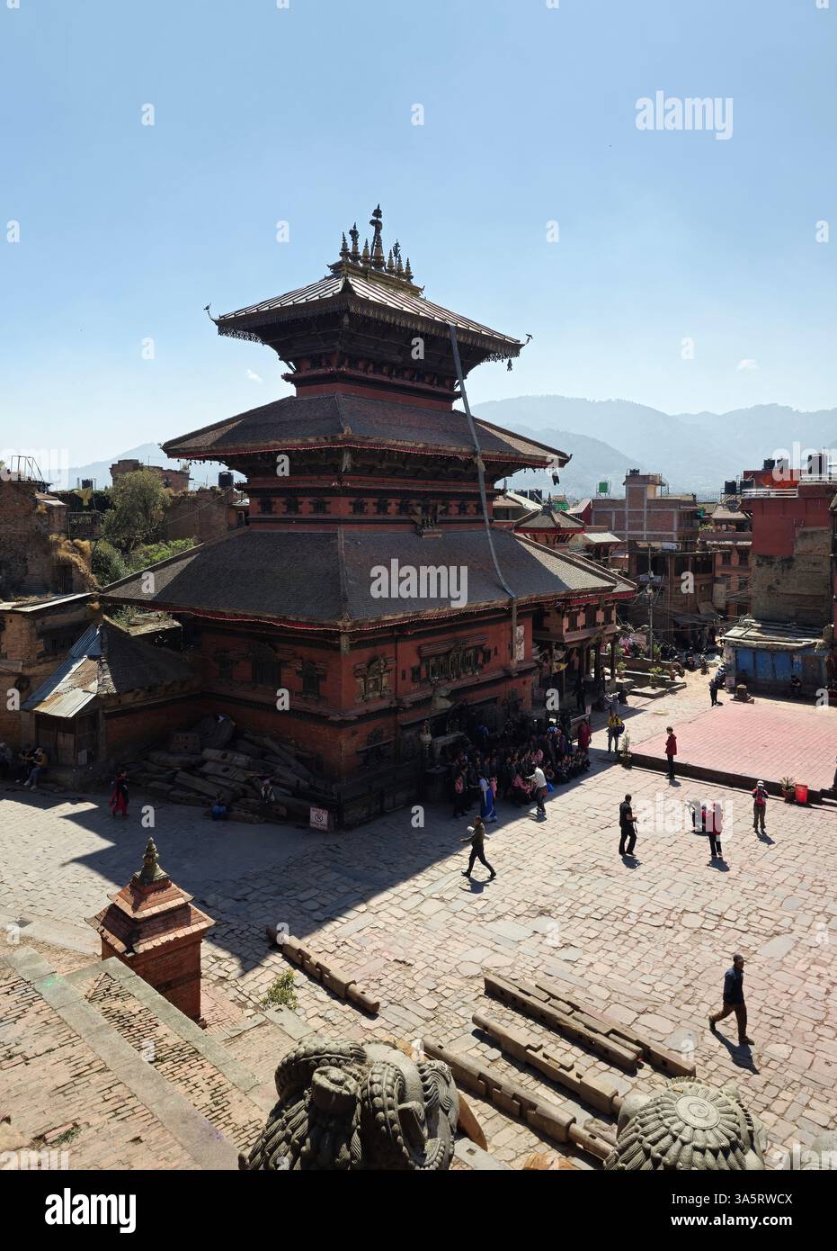 Taumadhi Square in Bhaktapur, Kathmandu Valley, Nepal. - Smartphone Captured Stock Image
