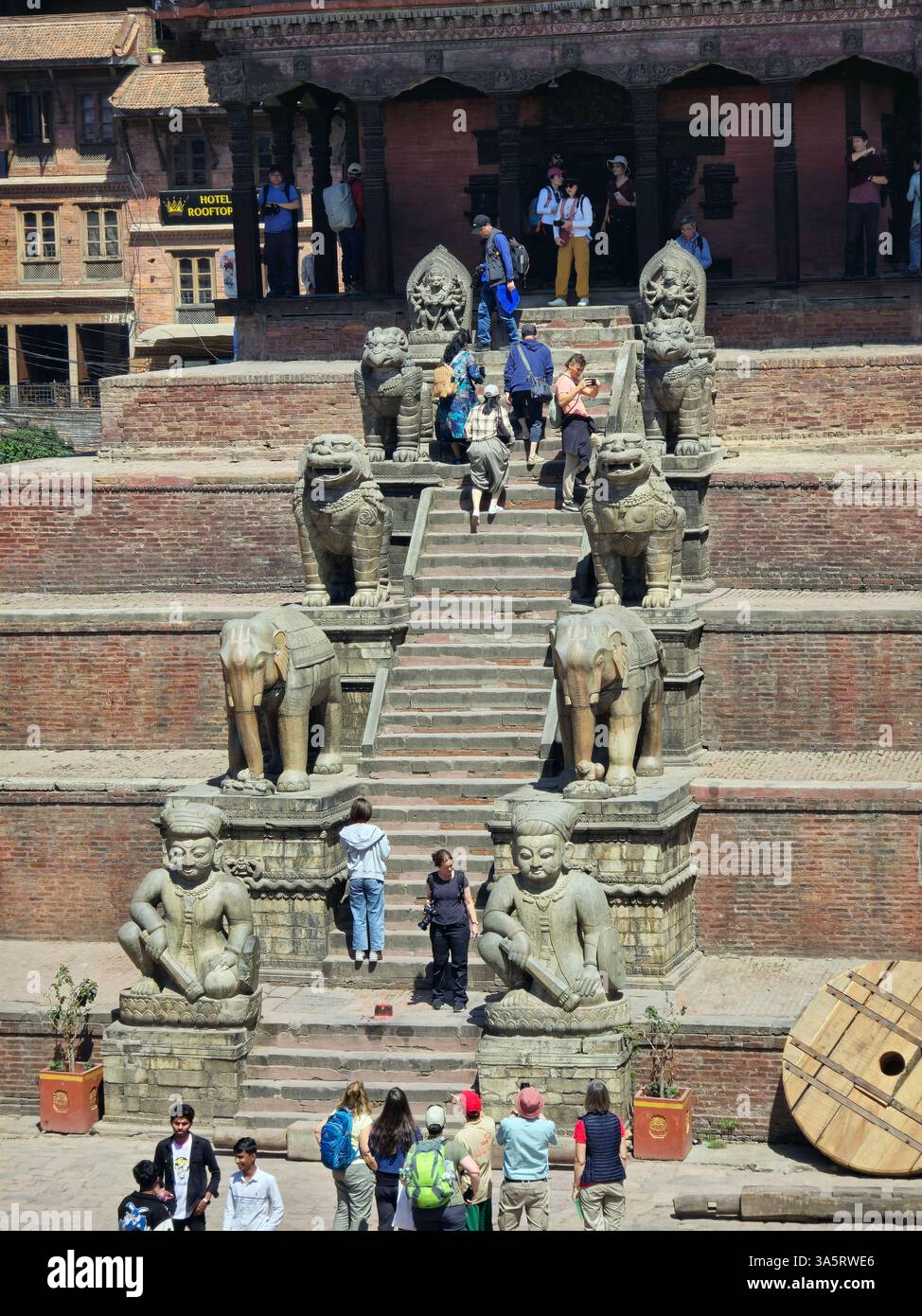 Taumadhi Square in Bhaktapur, Kathmandu Valley, Nepal. - Smartphone Captured Stock Image