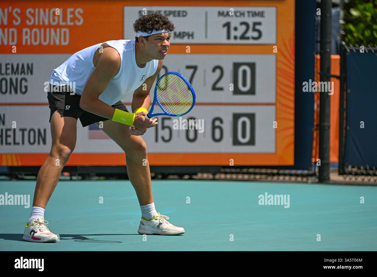 Mar 22, 2025; Miami Gardens, FL, USA; Ben Shelton of the United States ...
