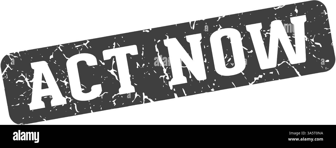 act now stamp. act now rectangular sign isolated on transparent background Stock Vector