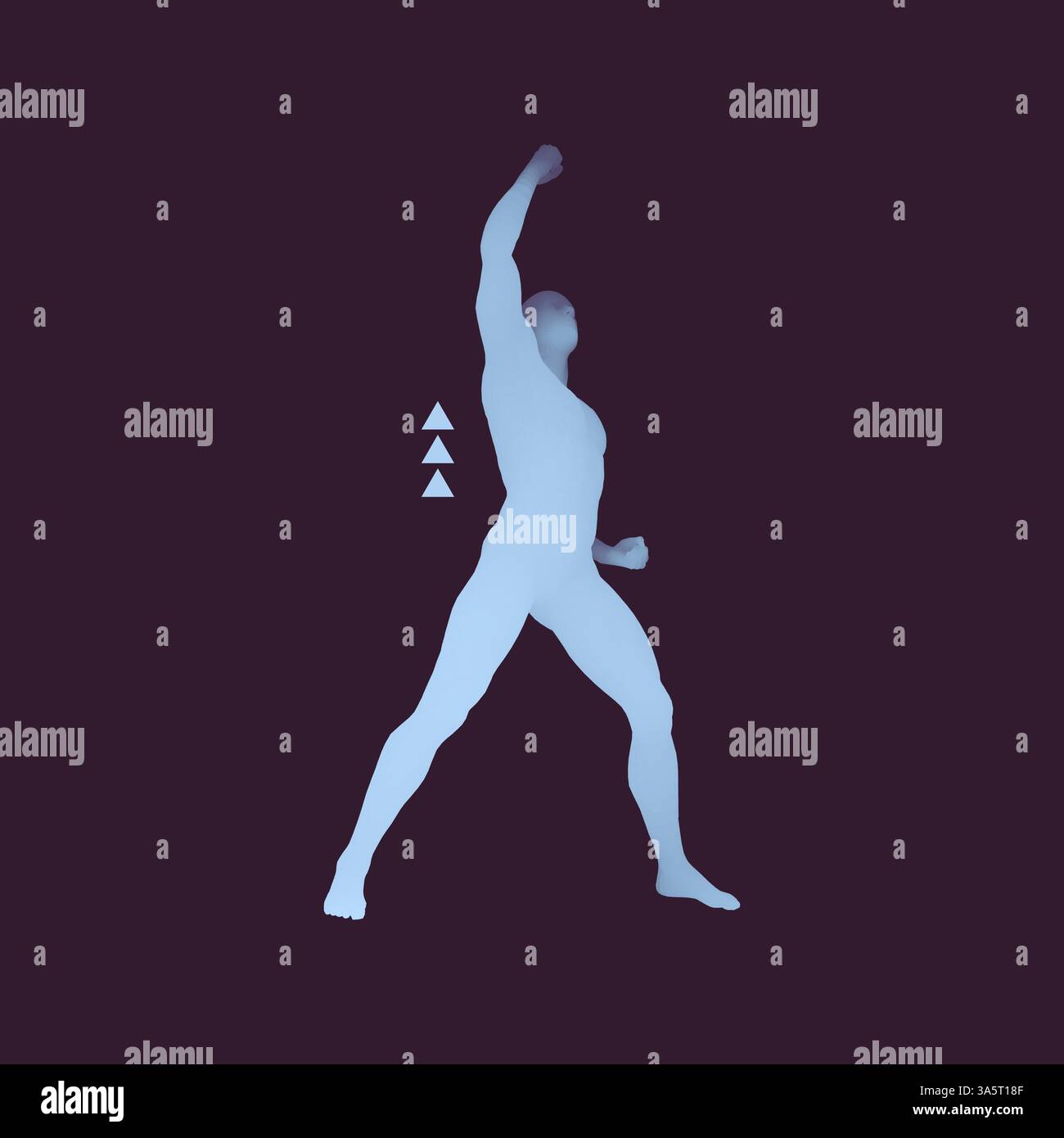 Victory Vector Human Standing Man. Human with arm up. Silhouette for sport championship. The ...