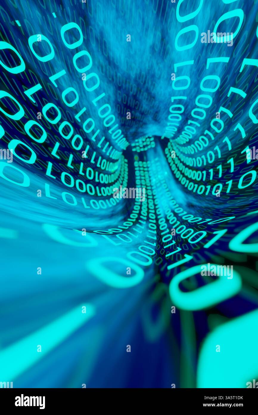3d Data Digital Binary Tunnel Stock Photo