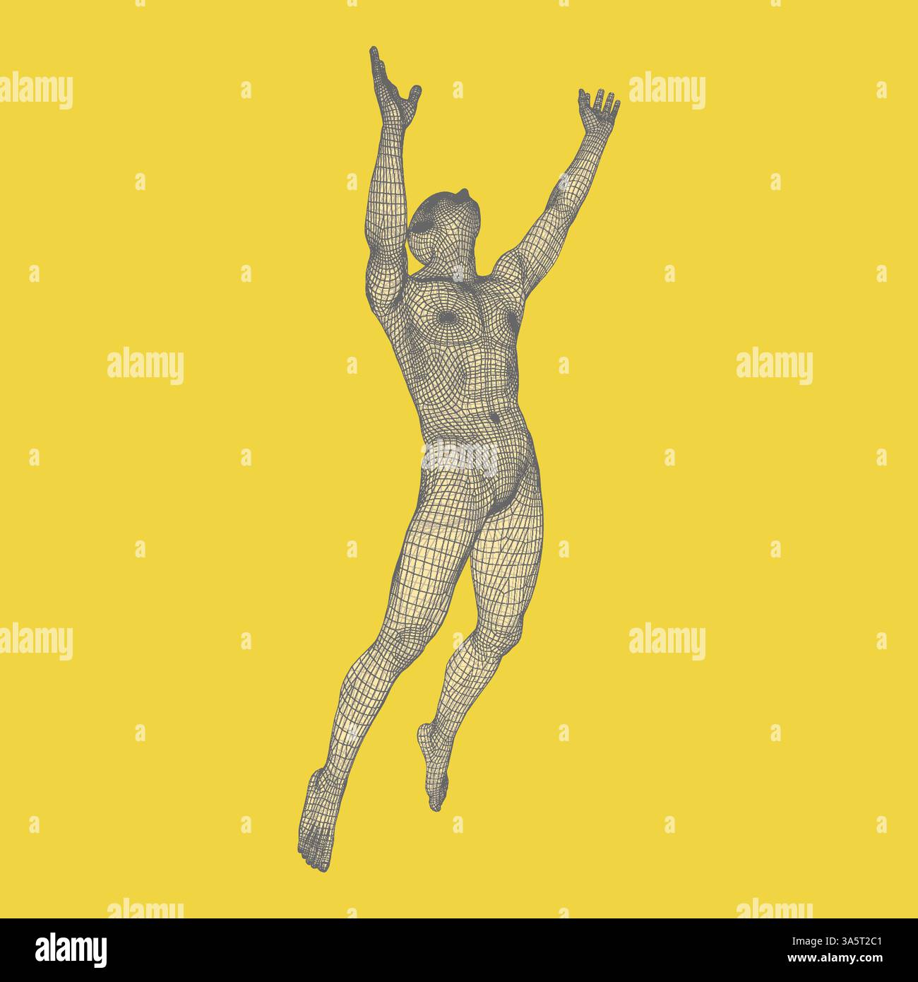 Jump Human Vector Silhouette of a Jumping Man. 3D Model of Man. Geometric Design ...