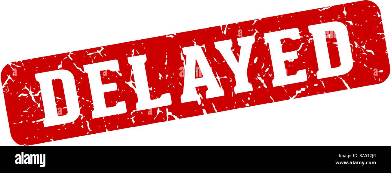 delayed stamp. delayed rectangular sign isolated on transparent background Stock Vector