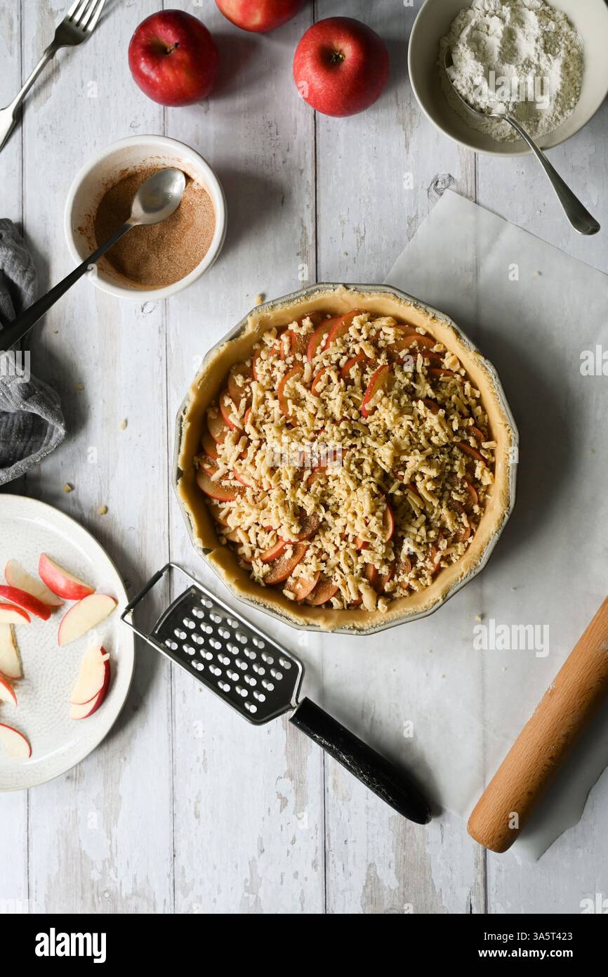Baking an apple pie process Stock Photo
