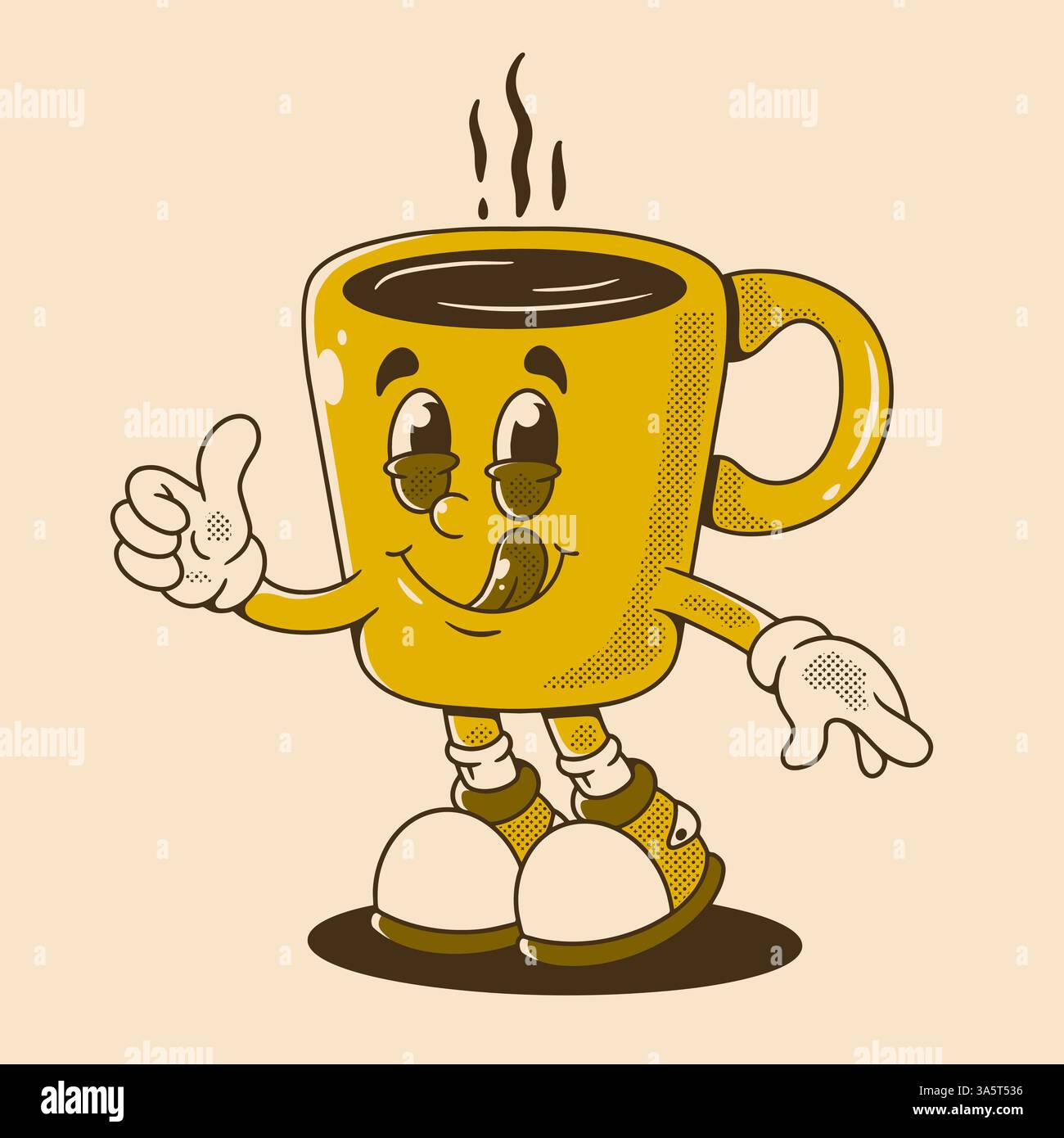 Retro tea or coffee mug mascot character with thumbs up pose Stock ...