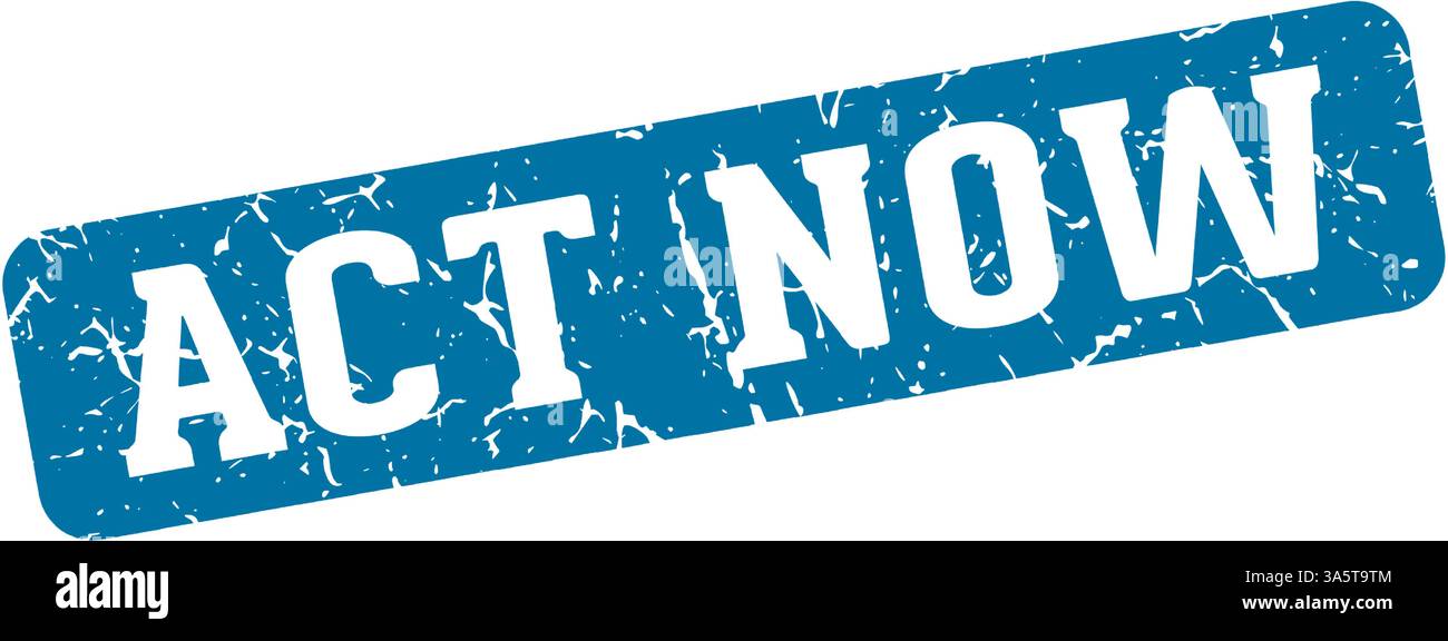act now stamp. act now rectangular sign isolated on transparent background Stock Vector