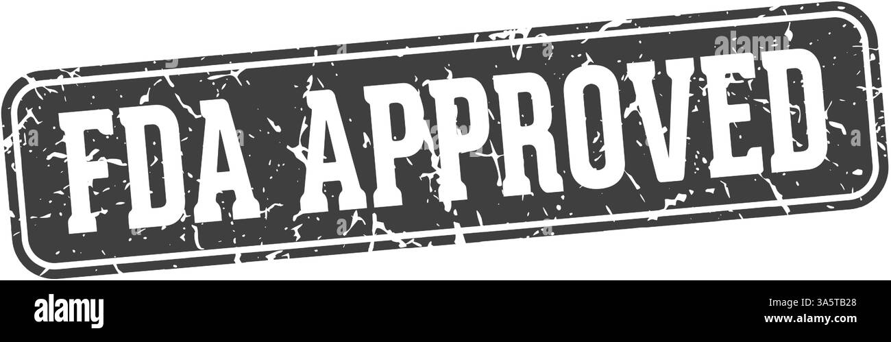 fda approved stamp. fda approved rectangular sign isolated on transparent background Stock Vector