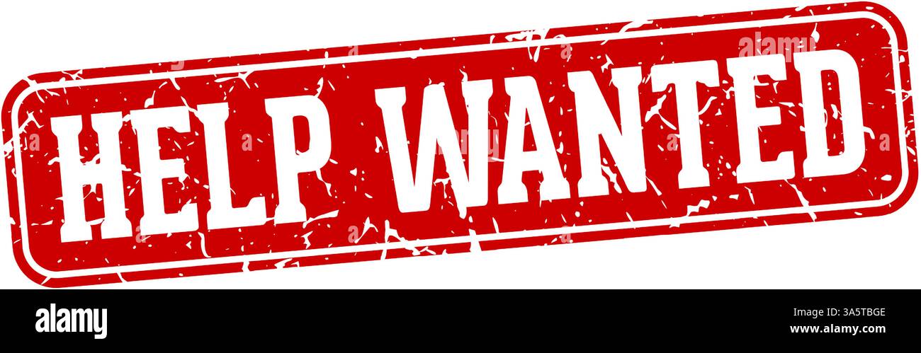 help wanted stamp. help wanted rectangular sign isolated on transparent background Stock Vector