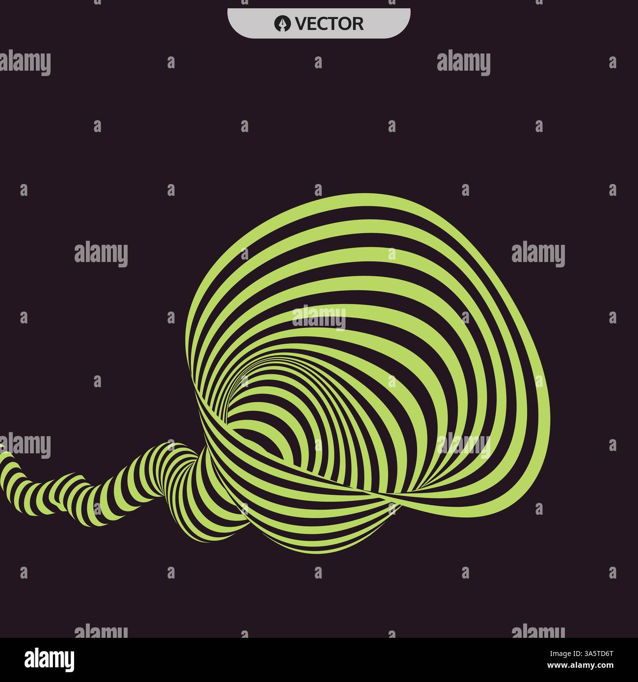 Tunnel. Abstract striped background. Optical art. 3D vector illustration. Stock Vector